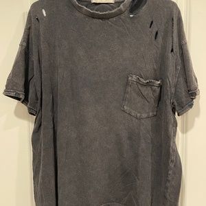Free People distressed grey short sleeve